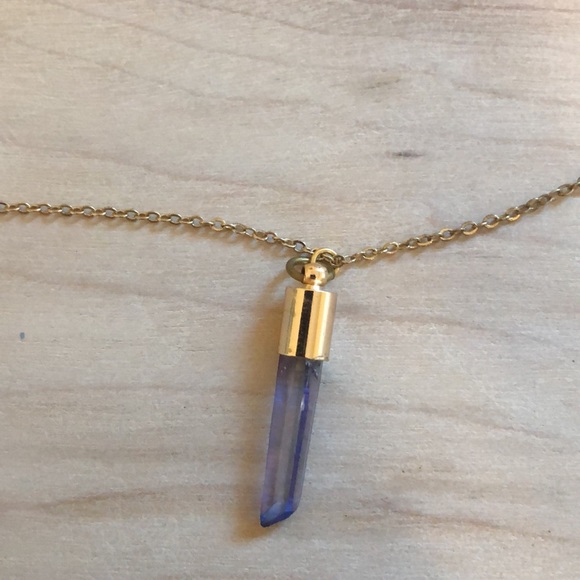Gold plated necklace with authentic purple amethyst pendant - Picture 2 of 3